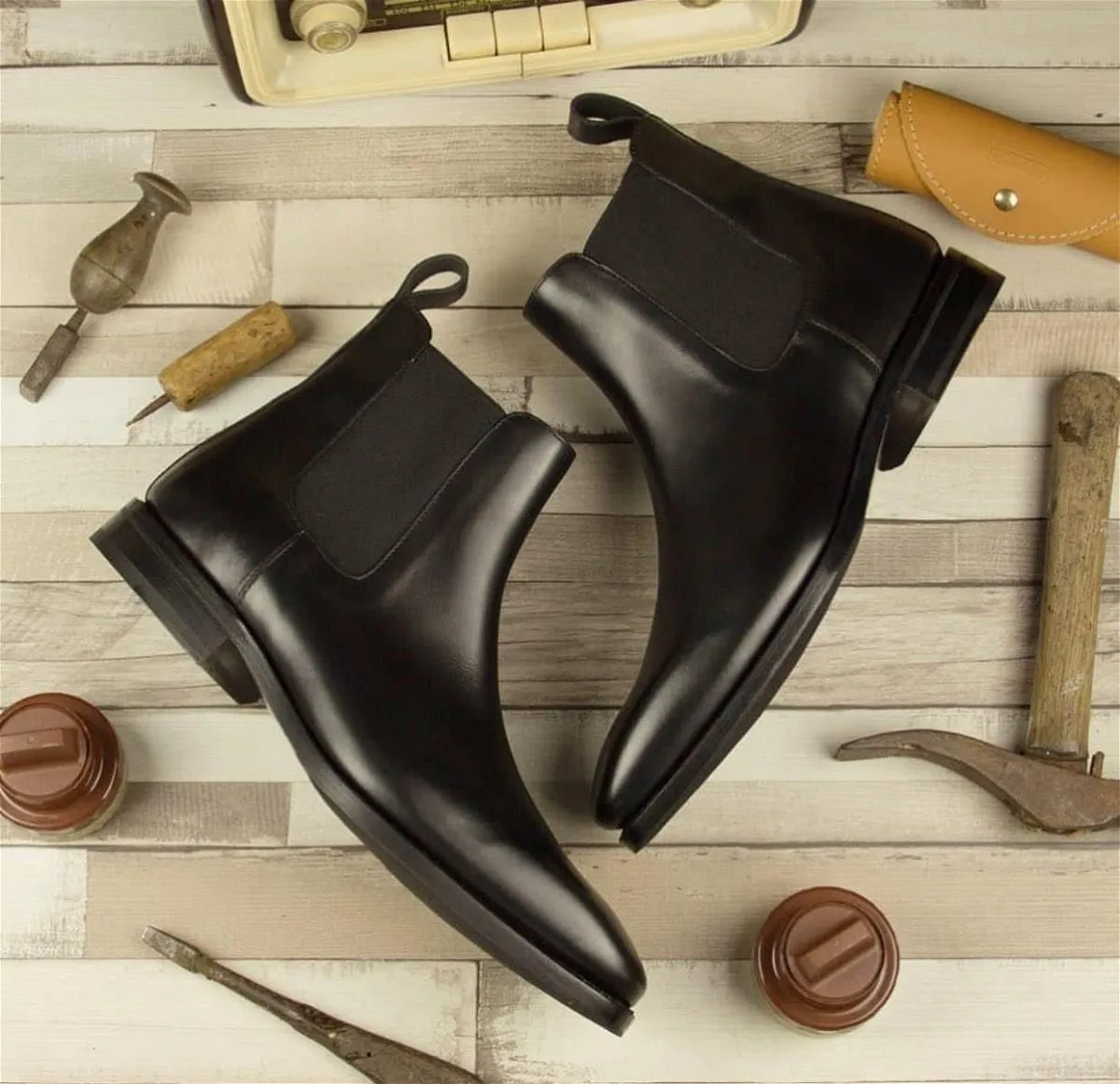 Classy Leather High Ankle-Length Chelsea Boots-JonasParamount