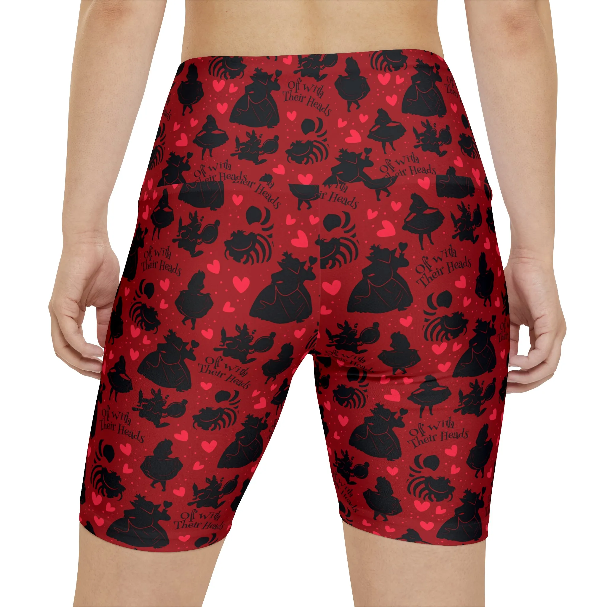 Disney Alice In Wonderland Queen Of Hearts Off With Their Heads Women's Athletic Workout Shorts