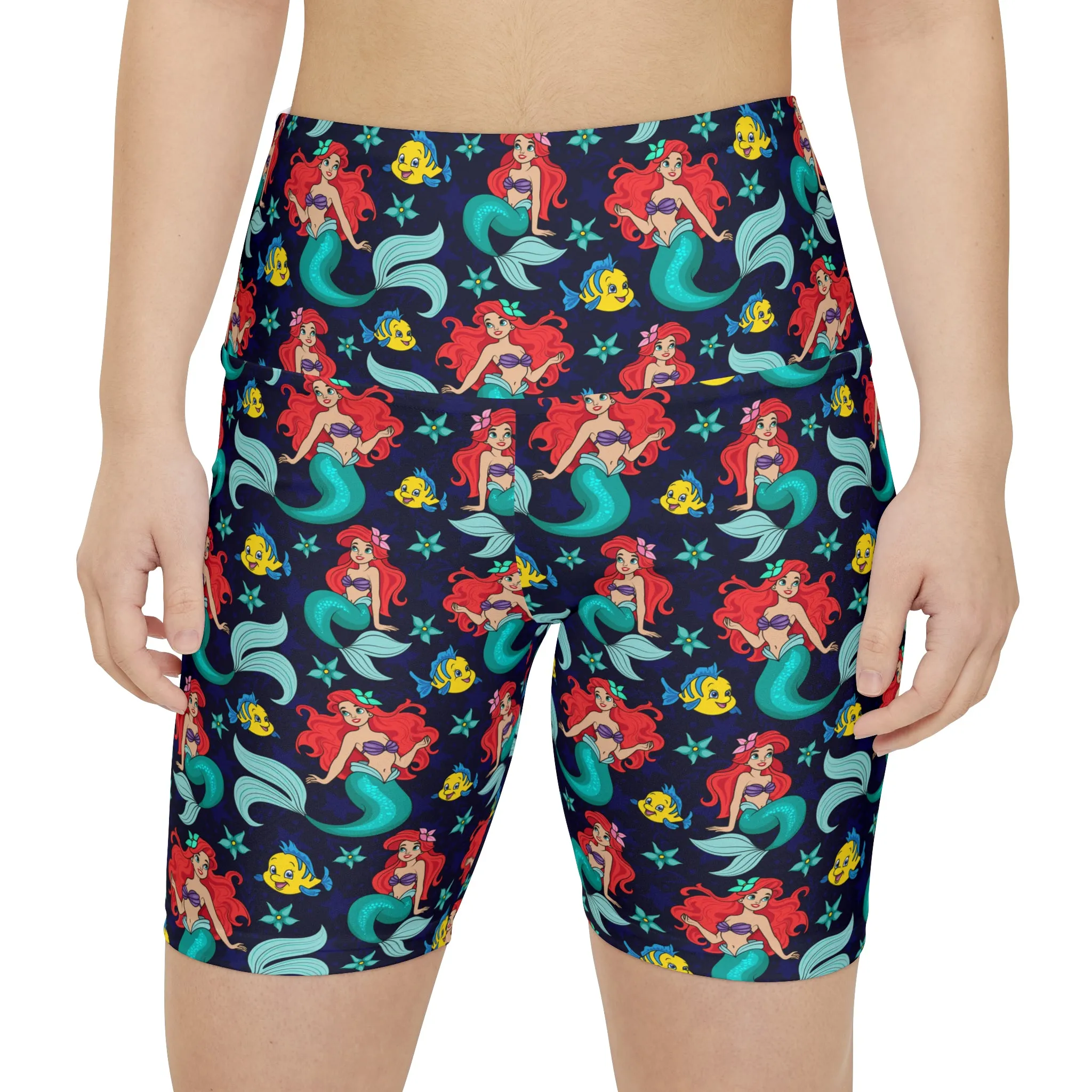 Disney Little Mermaid I Want To Be Where The People Are Women's Athletic Workout Shorts