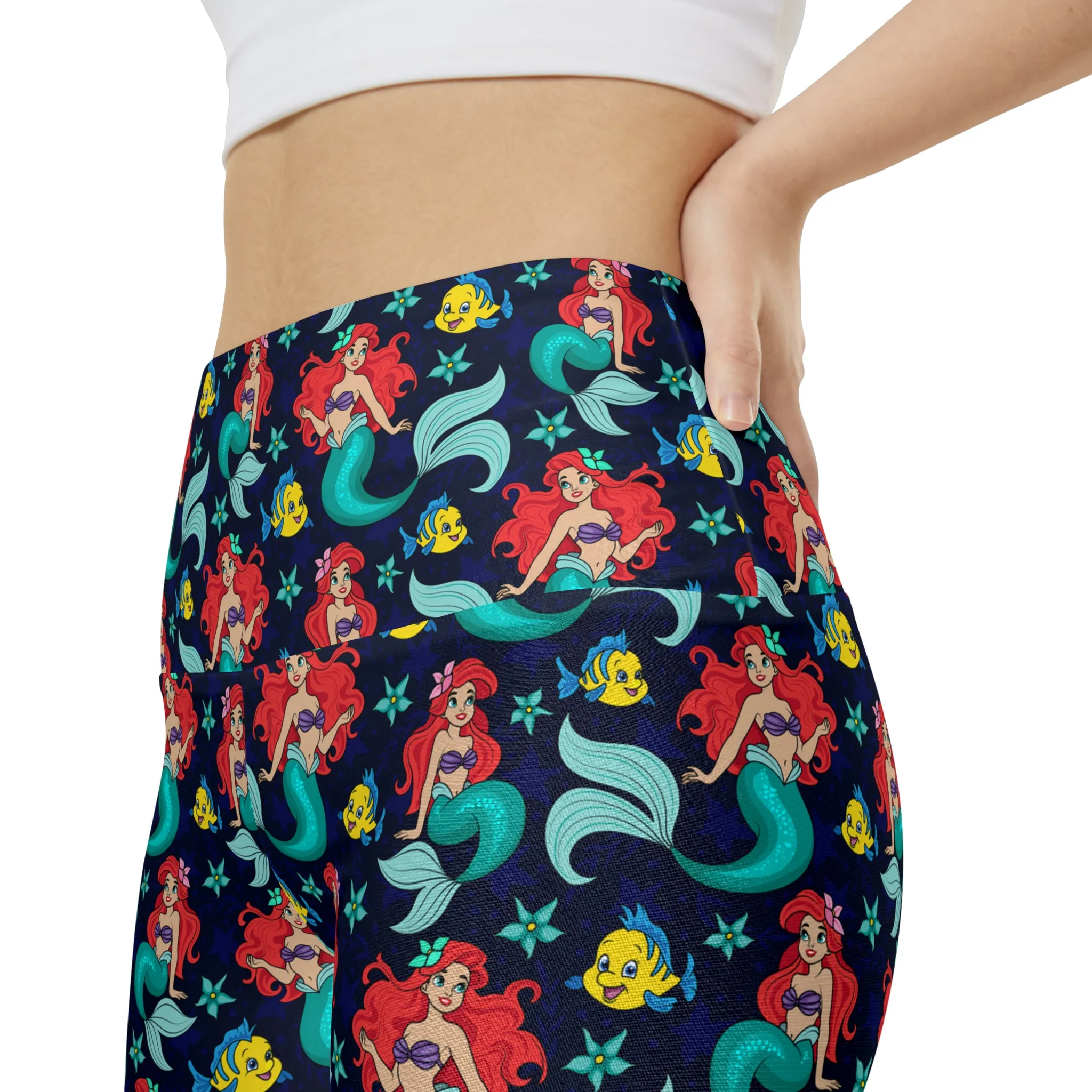 Disney Little Mermaid I Want To Be Where The People Are Women's Athletic Workout Shorts