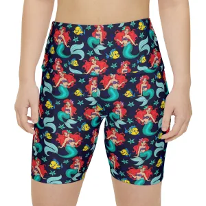 Disney Little Mermaid I Want To Be Where The People Are Women's Athletic Workout Shorts