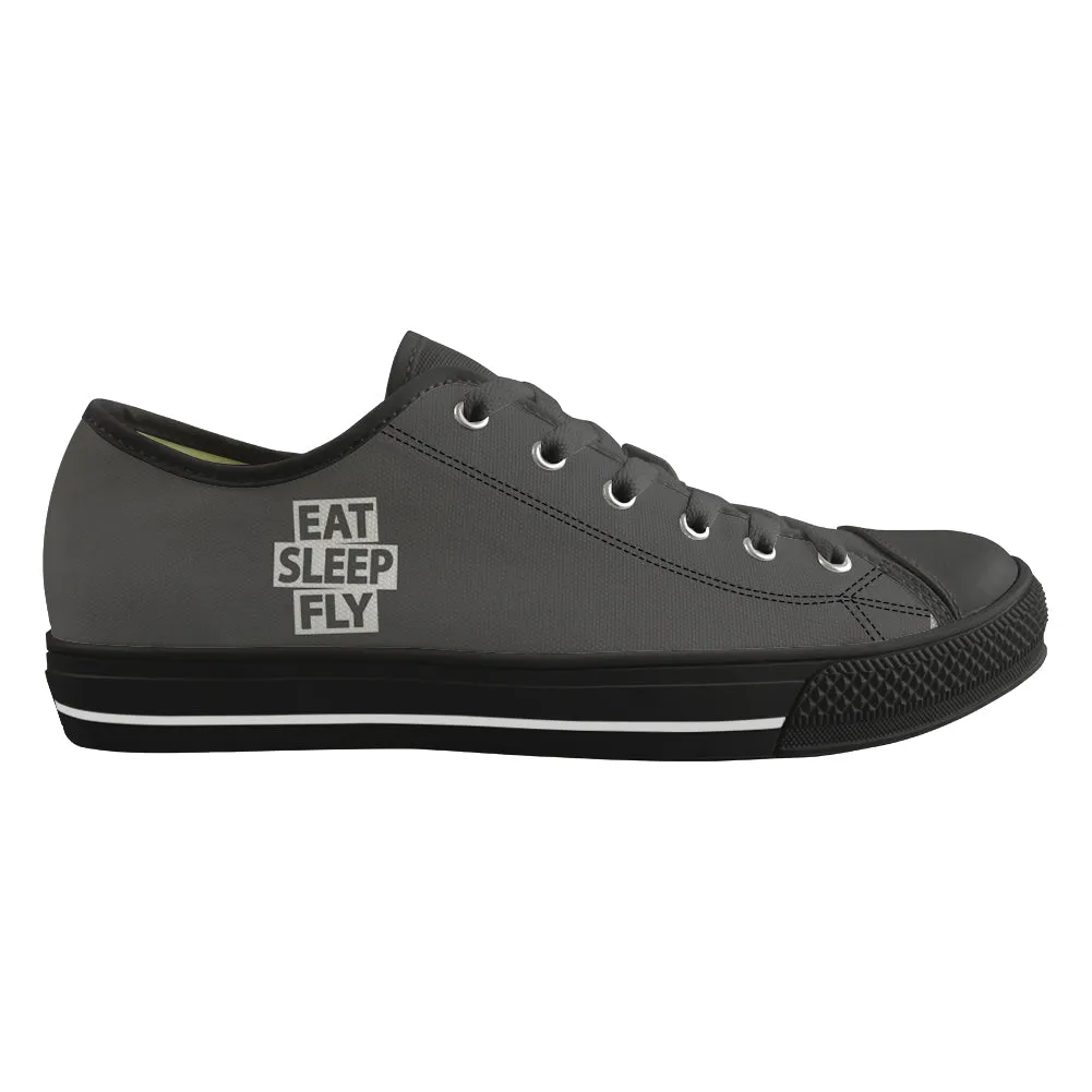 Eat Sleep Fly Designed Canvas Shoes (Men)