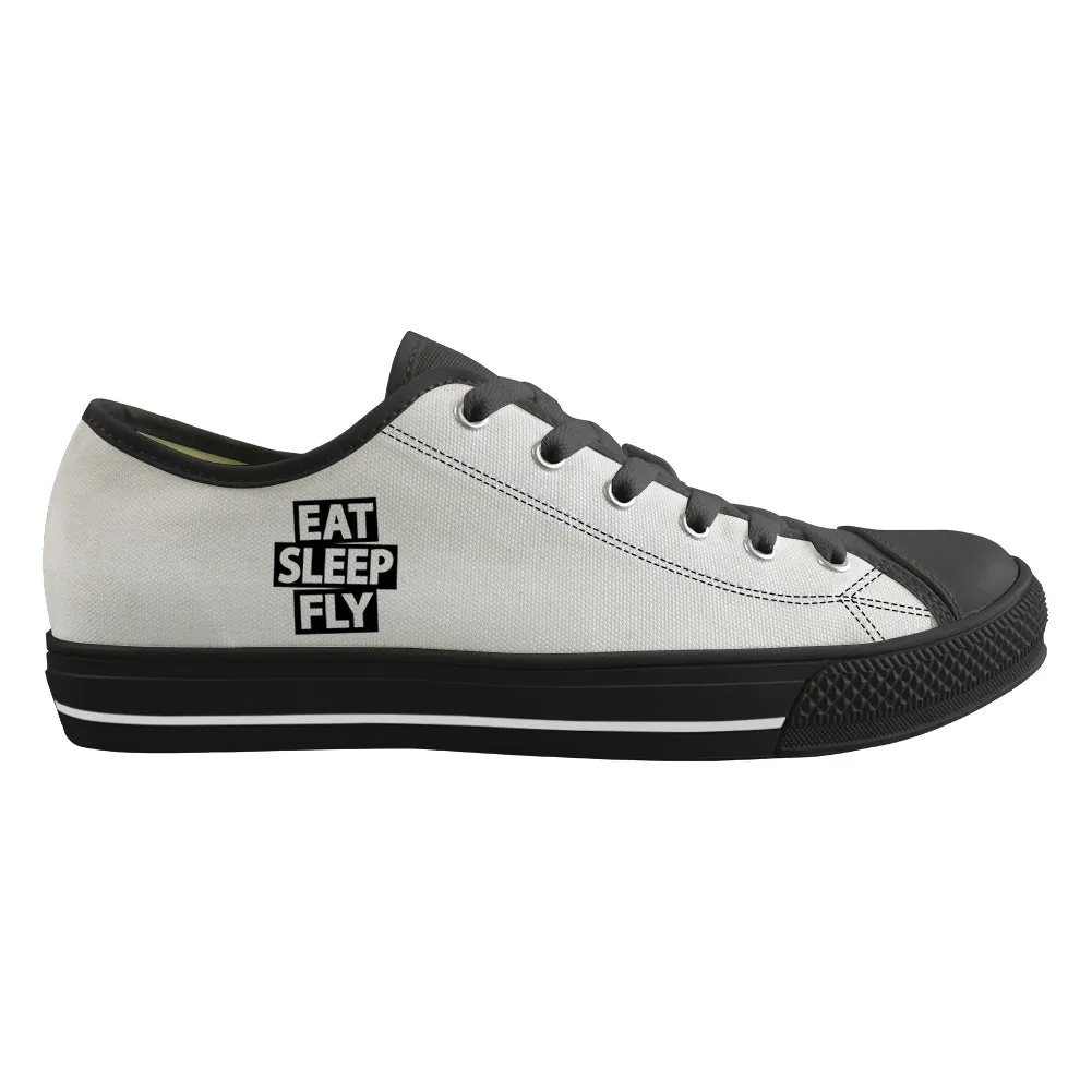 Eat Sleep Fly Designed Canvas Shoes (Men)