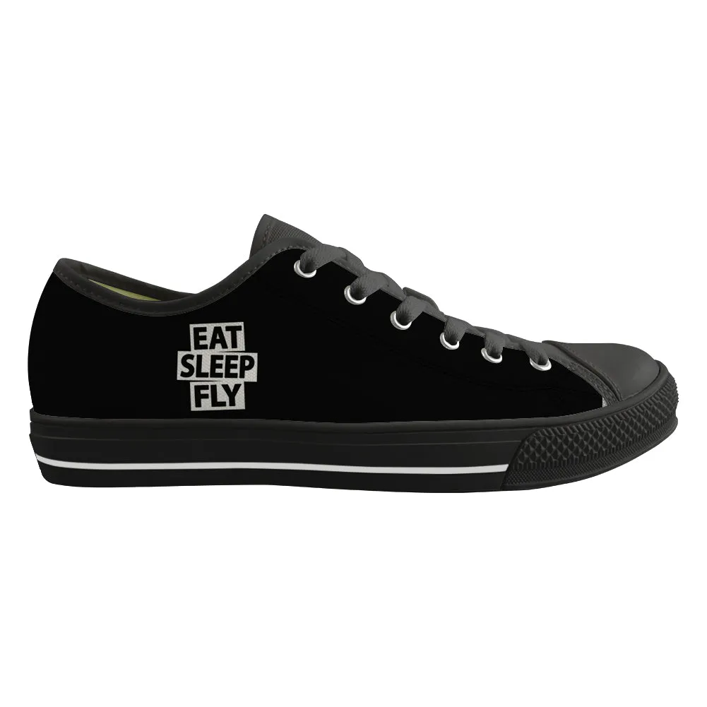 Eat Sleep Fly Designed Canvas Shoes (Men)