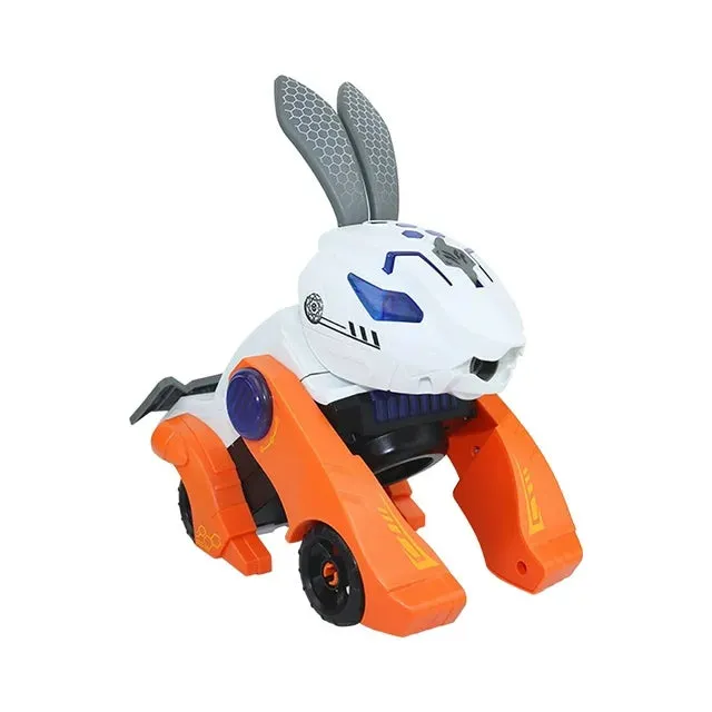 Electric Deformation Rabbit Spray Mechanical Rabbit Sports Car Boy Universal Wheel Cool Flash Music Performance Toy Car