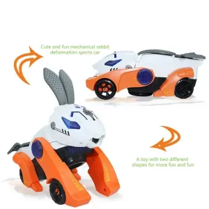 Electric Deformation Rabbit Spray Mechanical Rabbit Sports Car Boy Universal Wheel Cool Flash Music Performance Toy Car