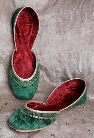 Emerald Contrast Velvet Jutti