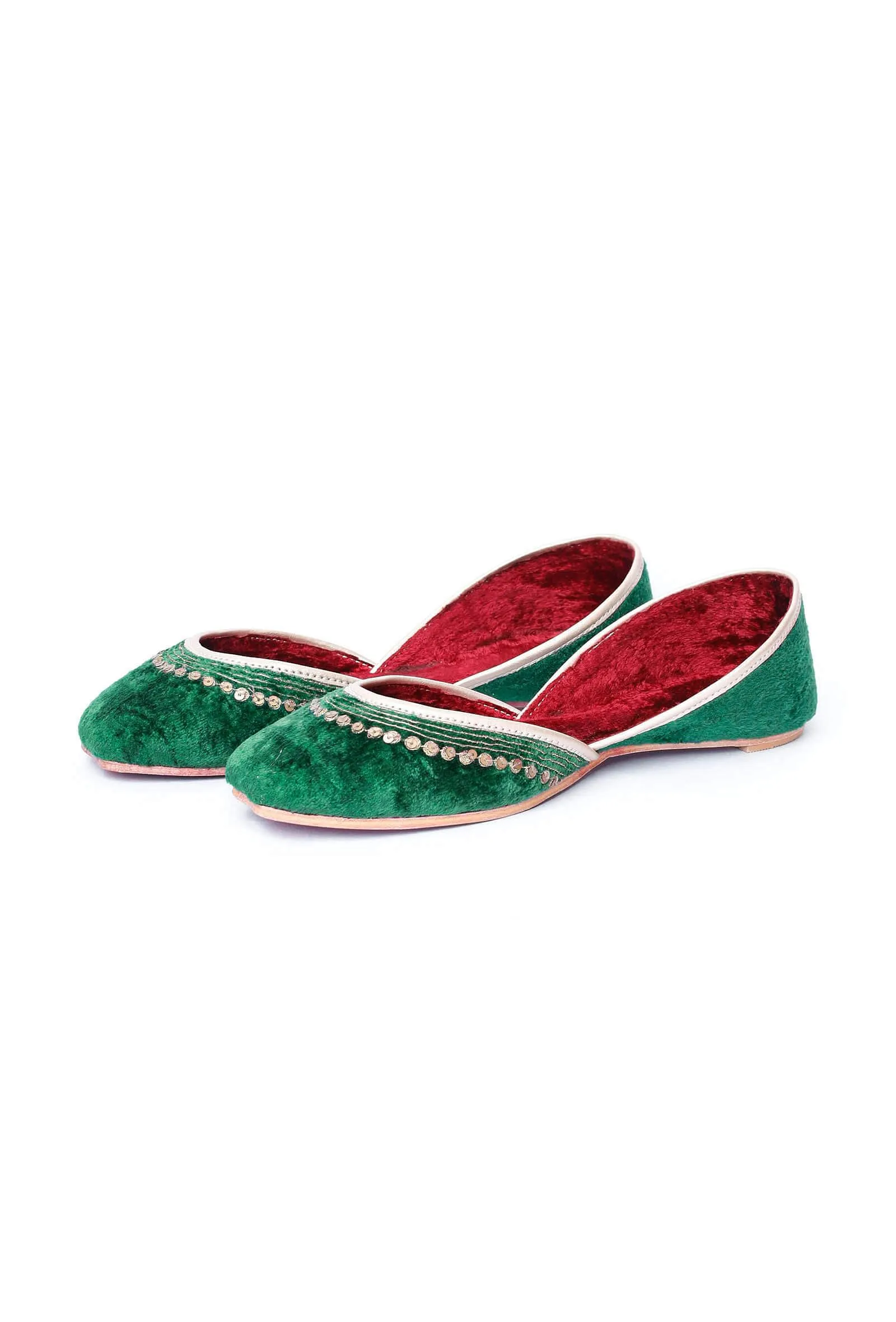 Emerald Contrast Velvet Jutti