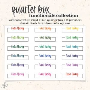 Field hockey || Quarter Box Planner Stickers