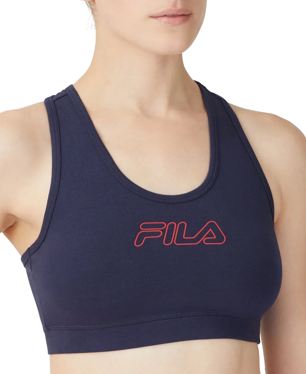 Fila Women's Bloom Logo Pullover Jersey Sports Bra Blue Size 2X