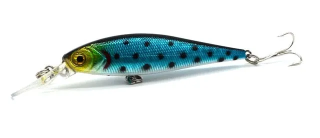 free shipping 8 colors 10 cm  9.4 g Fishing Lure Minnow Hard Bait with 2 Fishing Hooks Fishing Tackle Lure 3D Eyes