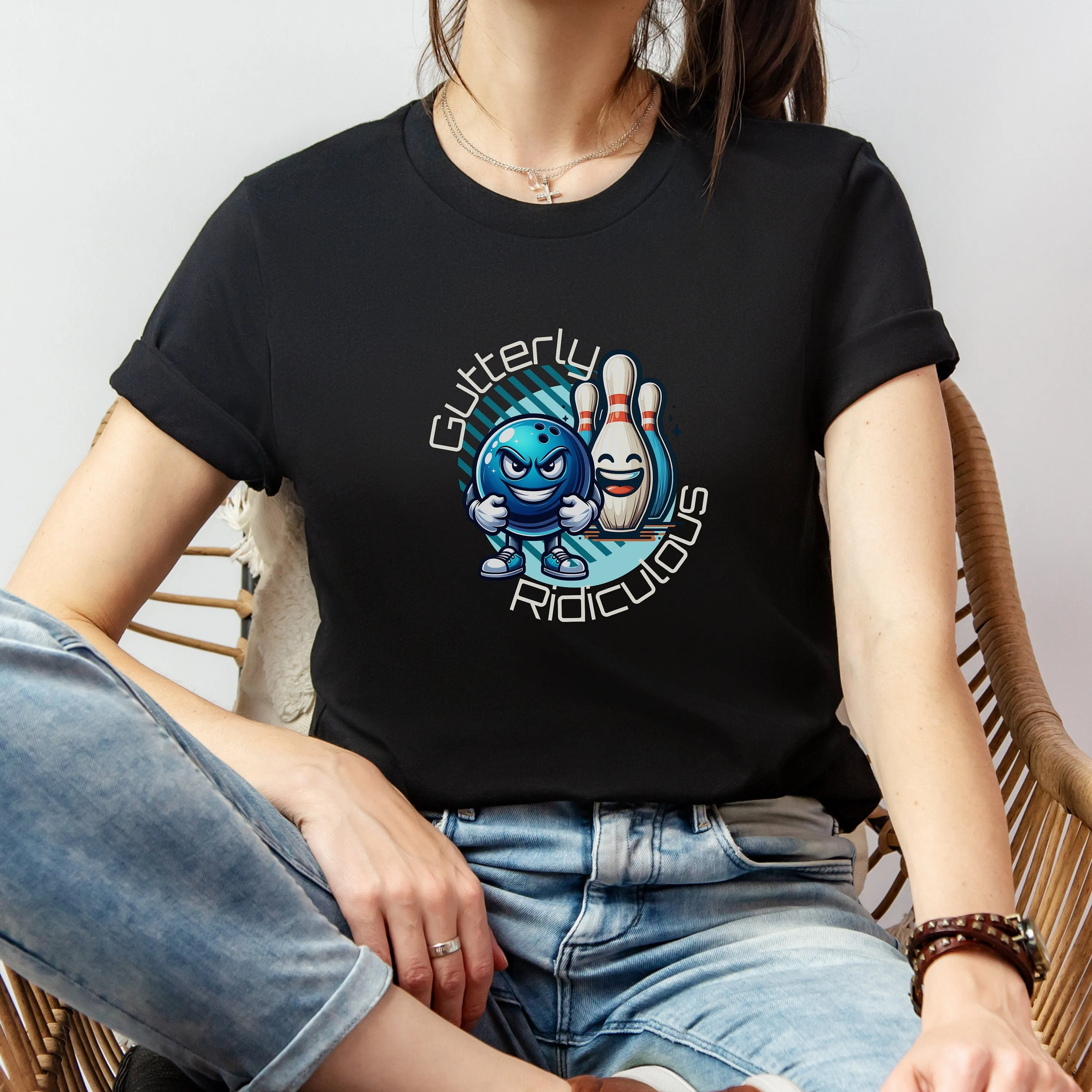 Funny Bowling Ball and Pins T-Shirt, Cool Bowling Team Graphic Tee, Unisex Bowling Shirt, Father's Day