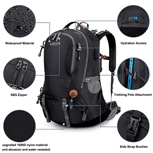 G4Free 50L Hiking Backpack with Rain Cover for Men Women