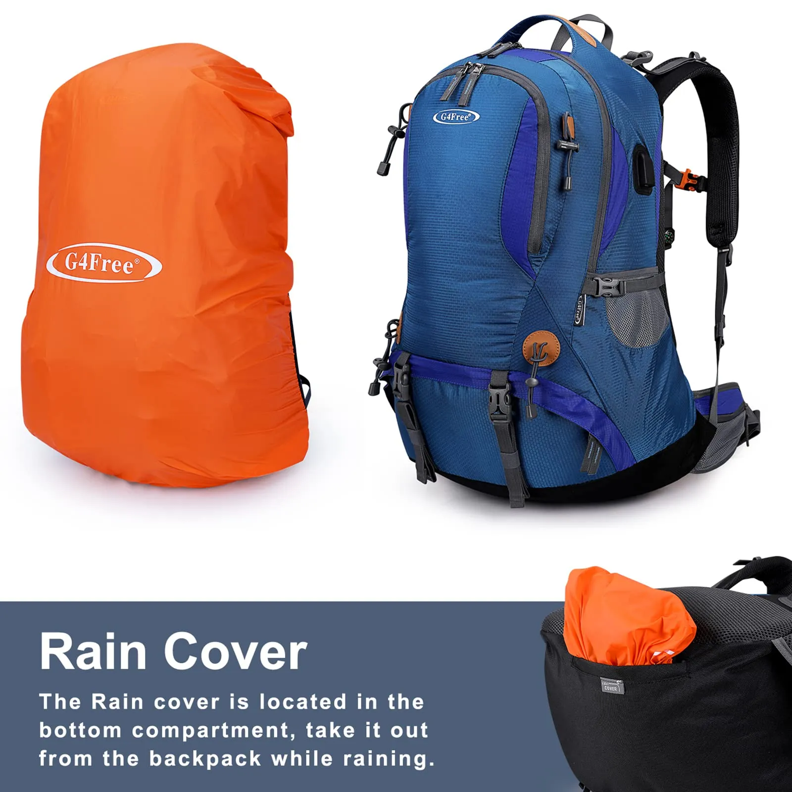 G4Free 50L Hiking Backpack with Rain Cover for Men Women