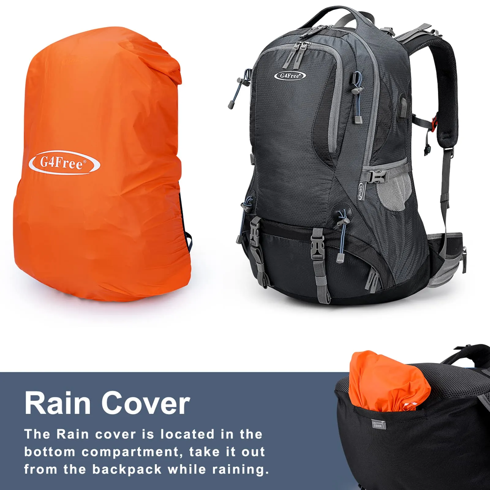 G4Free 50L Hiking Backpack with Rain Cover for Men Women