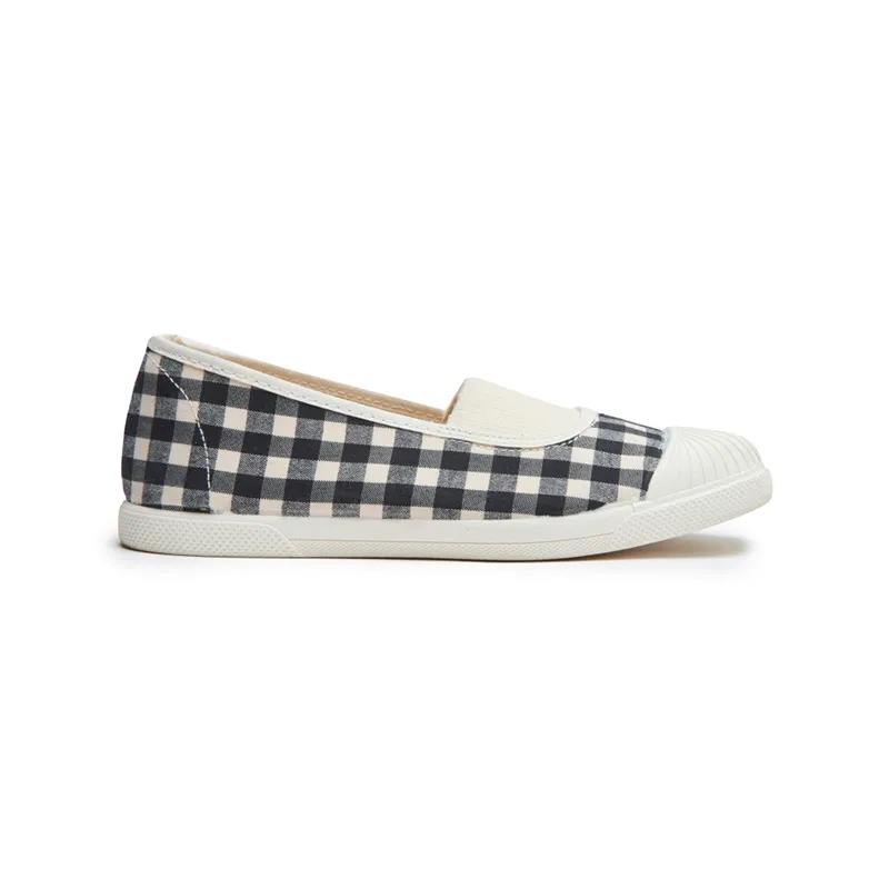 Gingham Canvas with Elastic Slip-on in Black by childrenchic