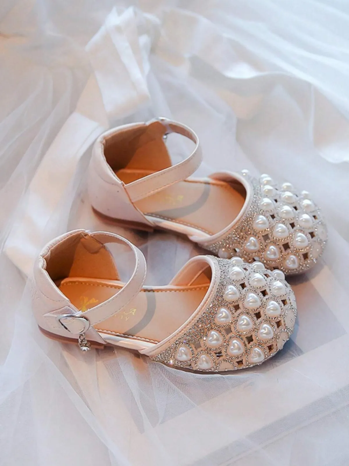 Girls Elegant Pearl Embellished Shoes By Liv and Mia