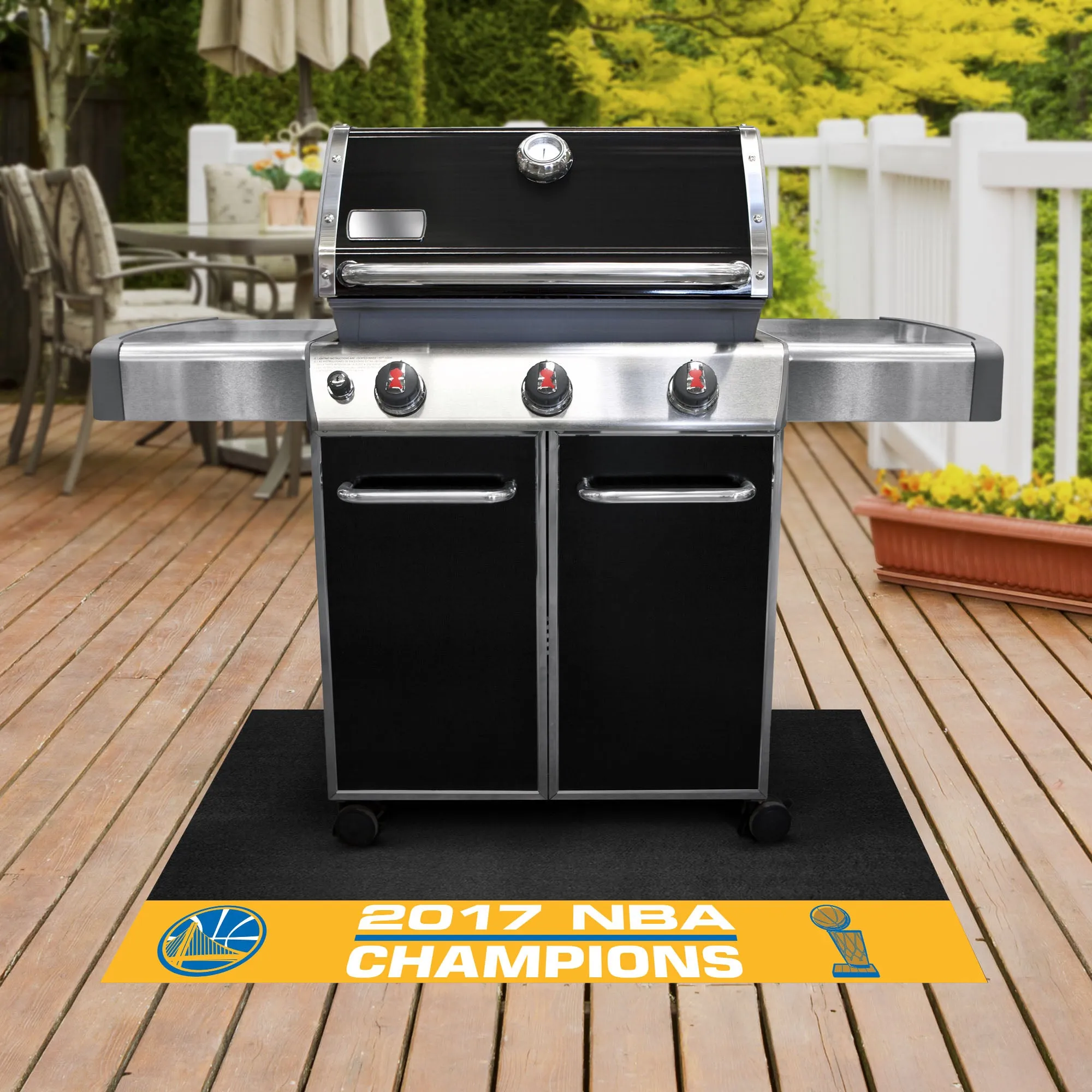 Golden State Warriors 2017 NBA Champions Vinyl Grill Mat - 26in. x 42in.