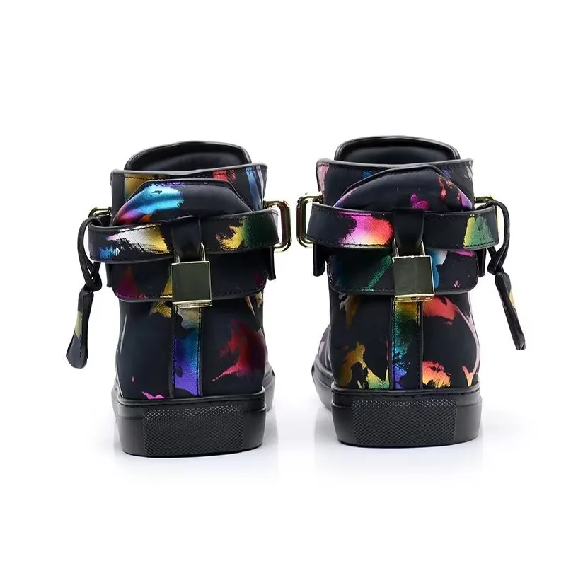 Graffiti Vogue Cowhide High Top Sneakers