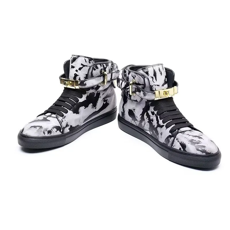 Graffiti Vogue Cowhide High Top Sneakers