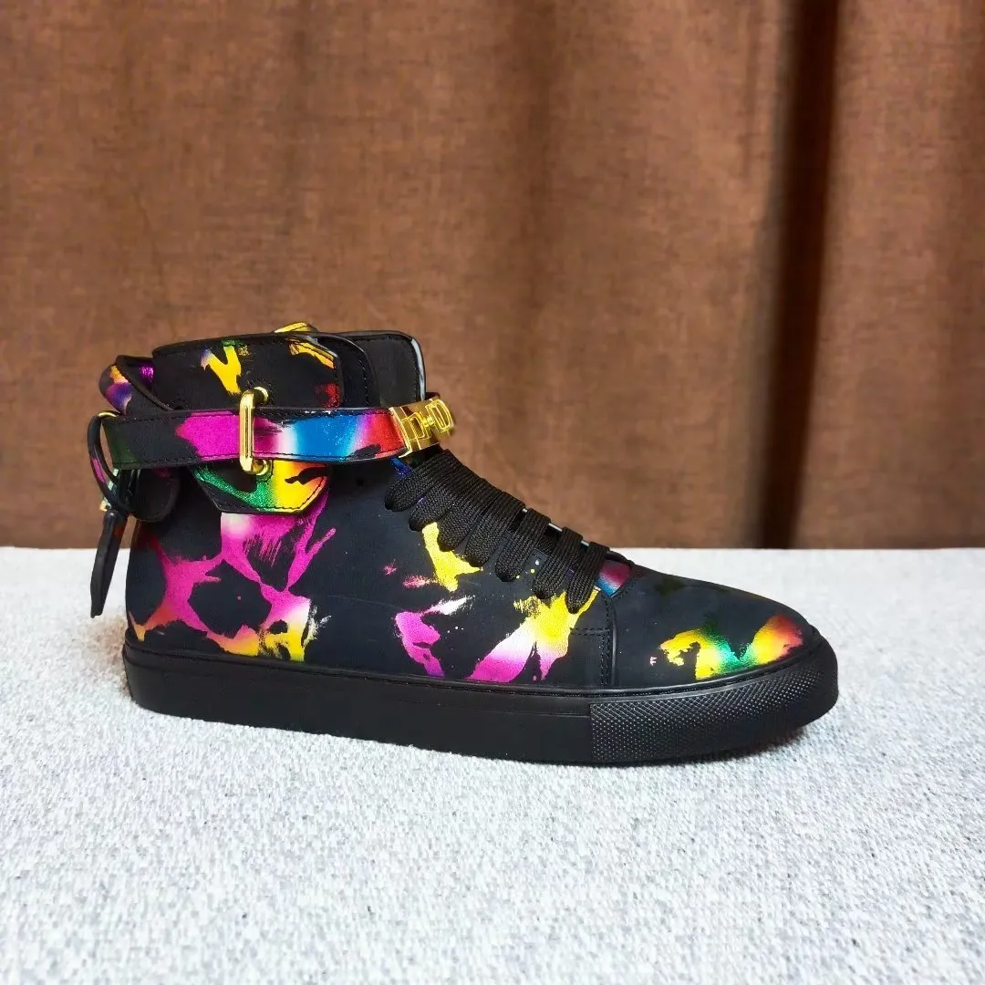 Graffiti Vogue Cowhide High Top Sneakers