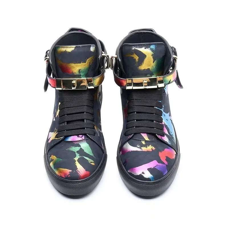 Graffiti Vogue Cowhide High Top Sneakers