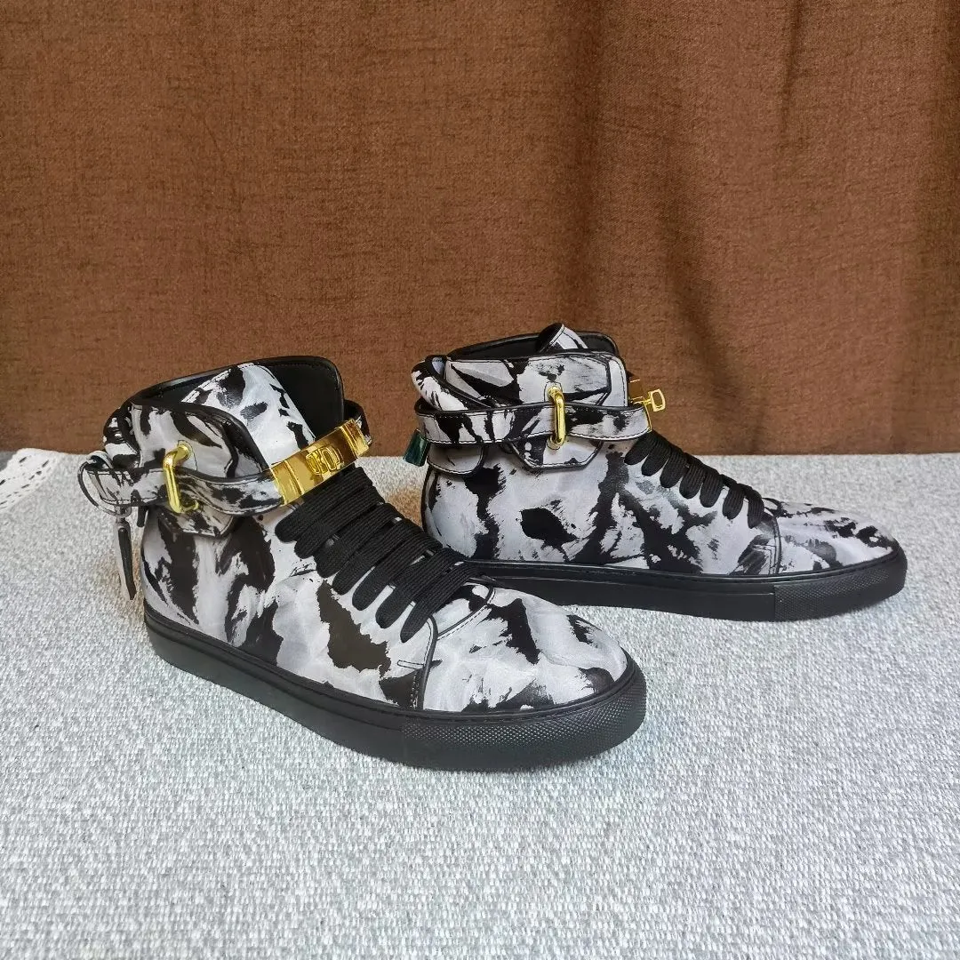 Graffiti Vogue Cowhide High Top Sneakers