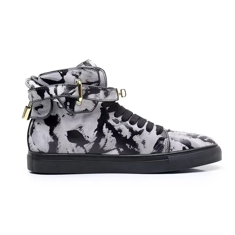 Graffiti Vogue Cowhide High Top Sneakers