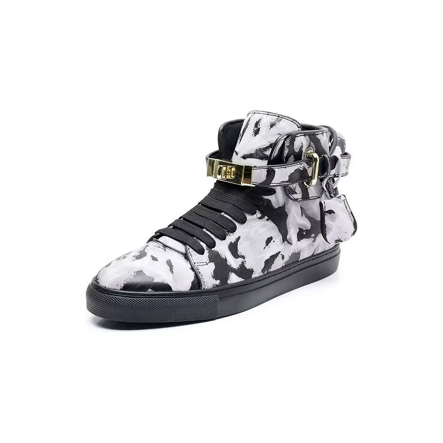 Graffiti Vogue Cowhide High Top Sneakers