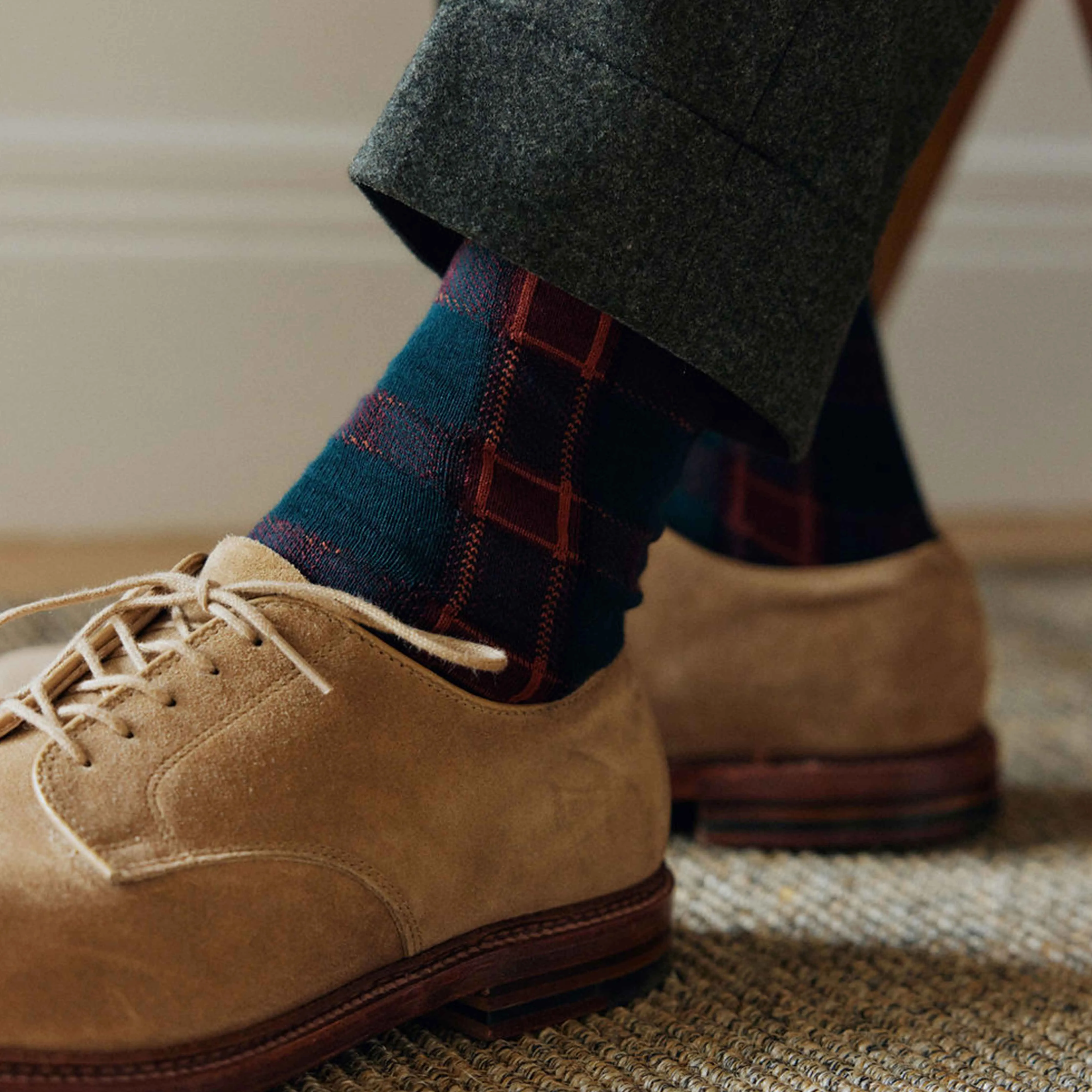 Holiday Plaid Hunter Green Dress Socks