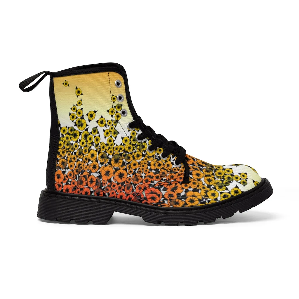 Hot Flowers Women's Canvas Boots