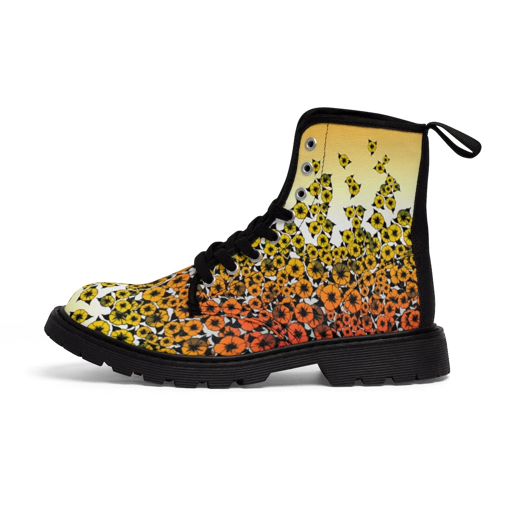 Hot Flowers Women's Canvas Boots