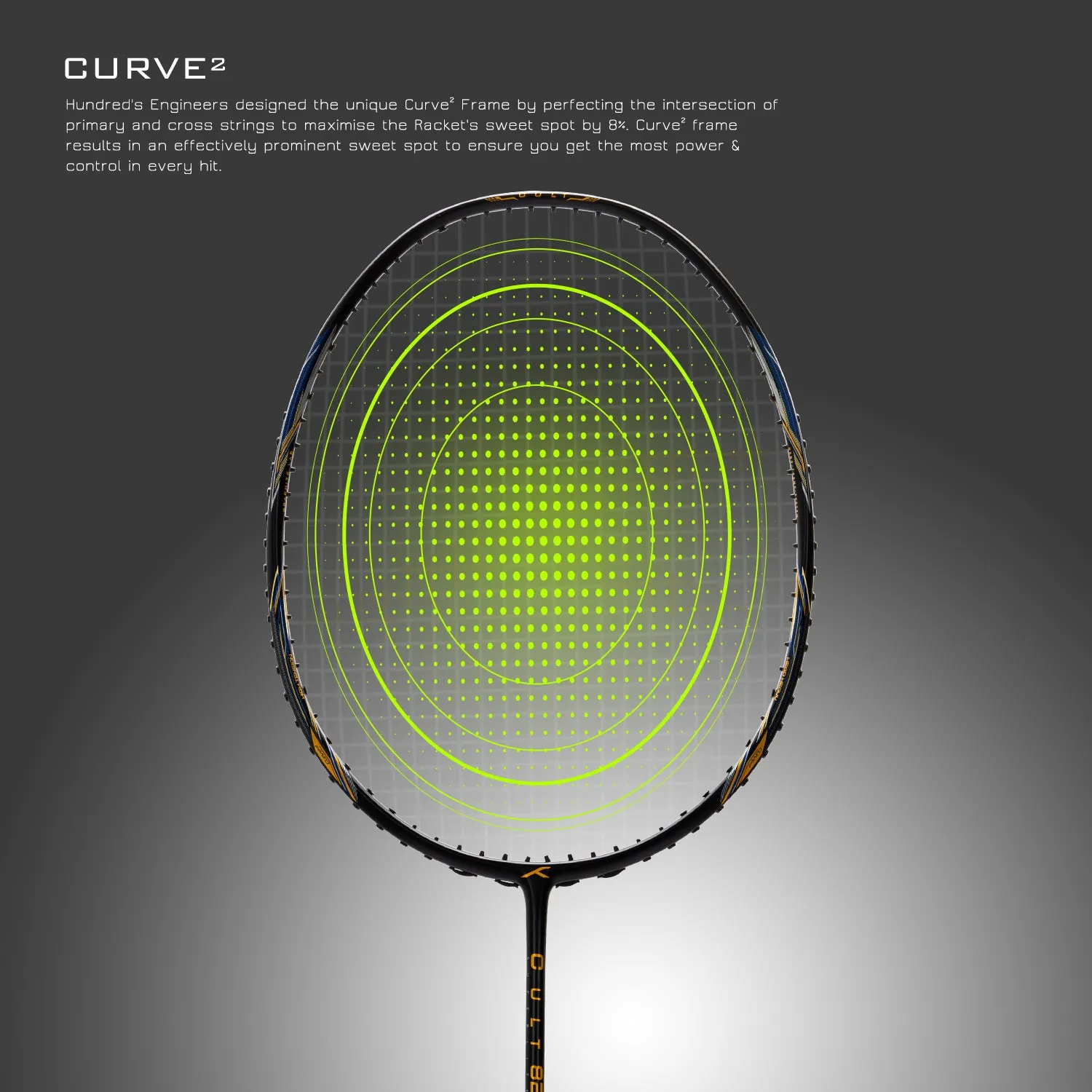 Hundred Cult 82 Aerodynamic Frame Unstrung Badminton Racquet (Black)