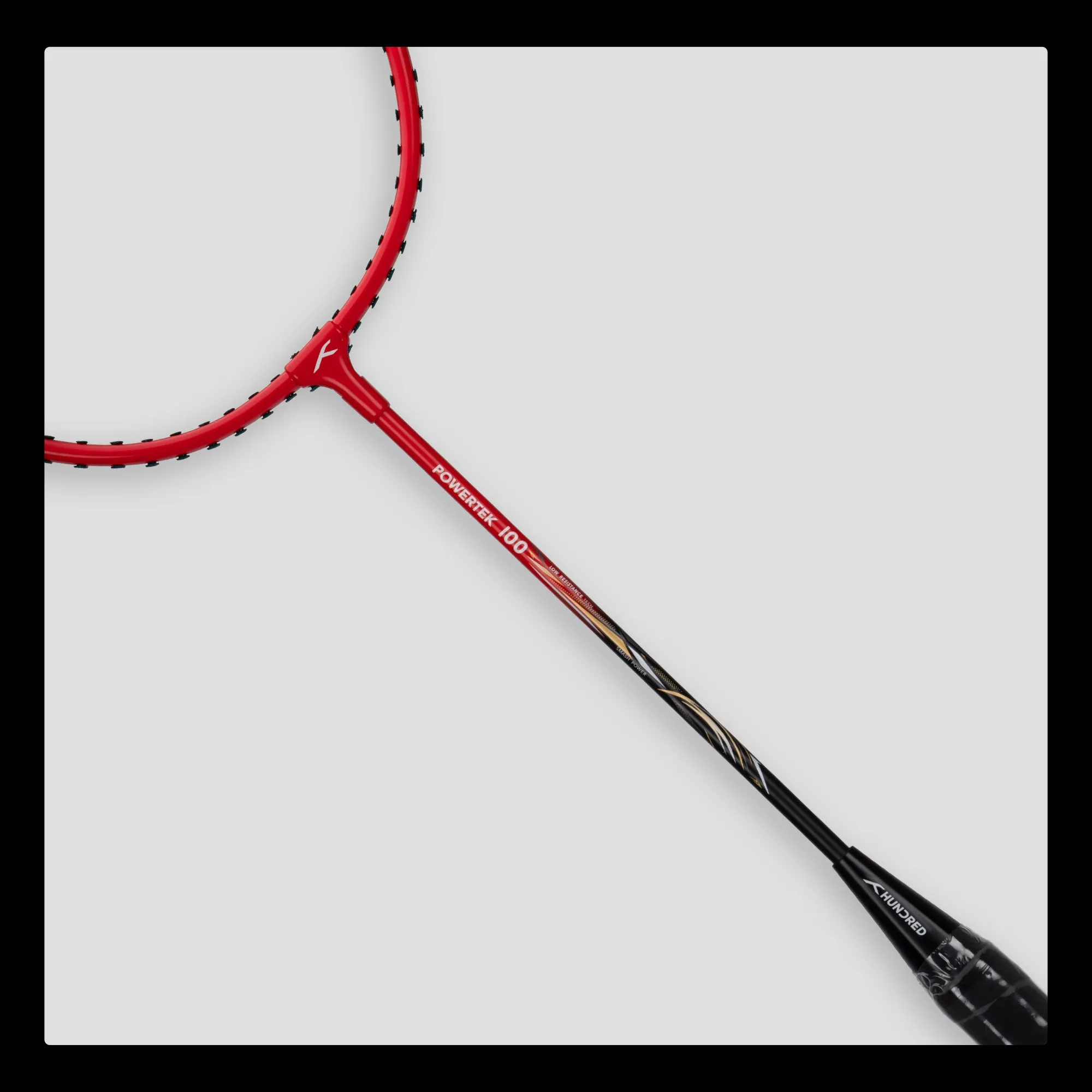 Hundred POWERTEK 100 (2PCS IN 1) Strung Badminton Racquet (Red / Black)