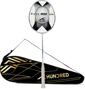 Hundred VIPER 900 Strung Badminton Racquet (White / Blue)