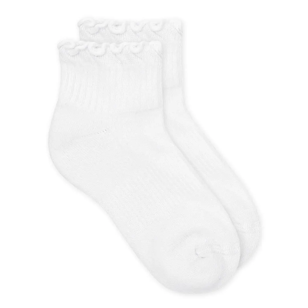 Jefferies Socks Smooth Toe Ruffle Ripple Edge Sport Quarter Socks (1 Pair)