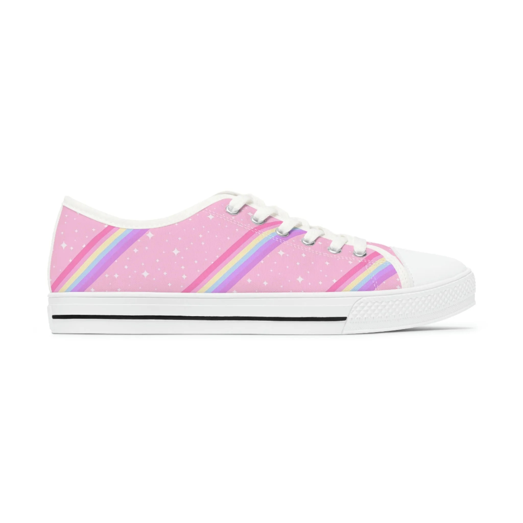 Kawaii Sparkle Cake Rainbow Beam Women's Low Top Sneakers