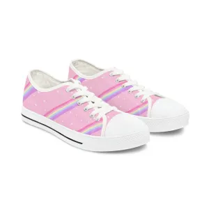 Kawaii Sparkle Cake Rainbow Beam Women's Low Top Sneakers