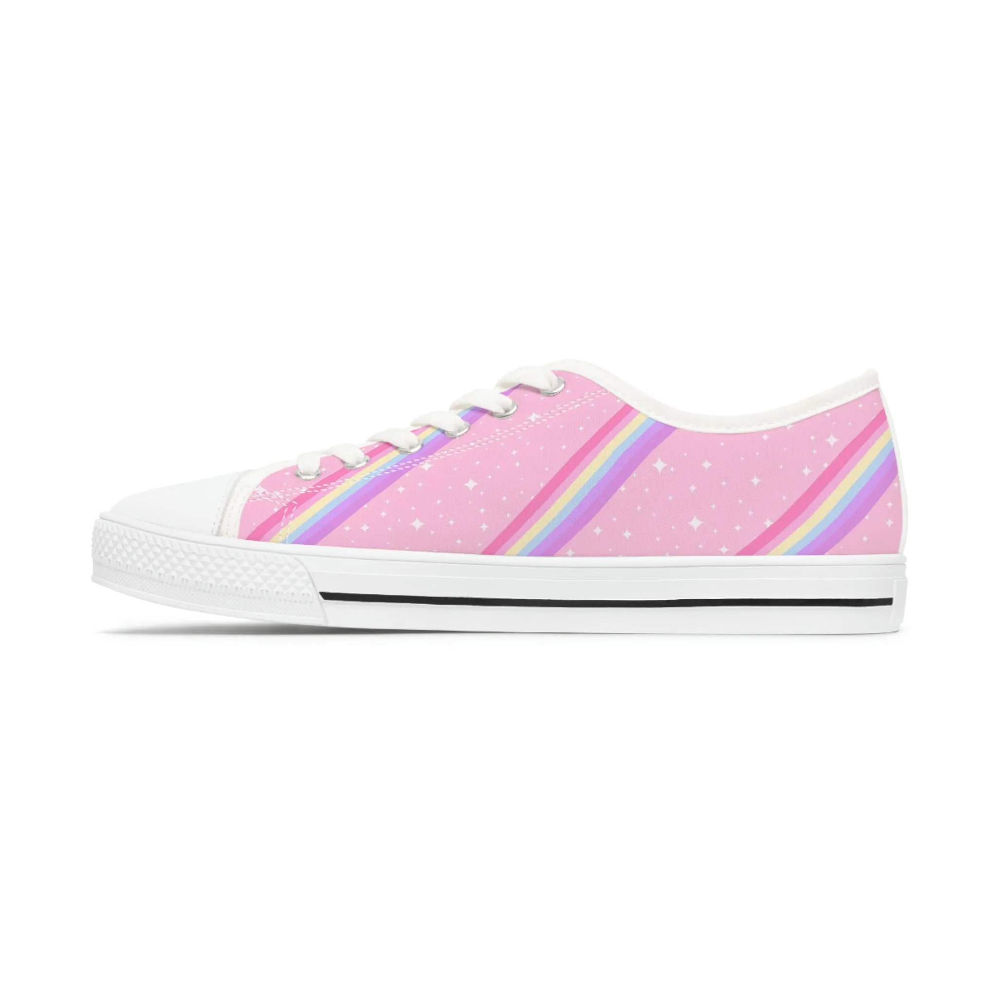 Kawaii Sparkle Cake Rainbow Beam Women's Low Top Sneakers