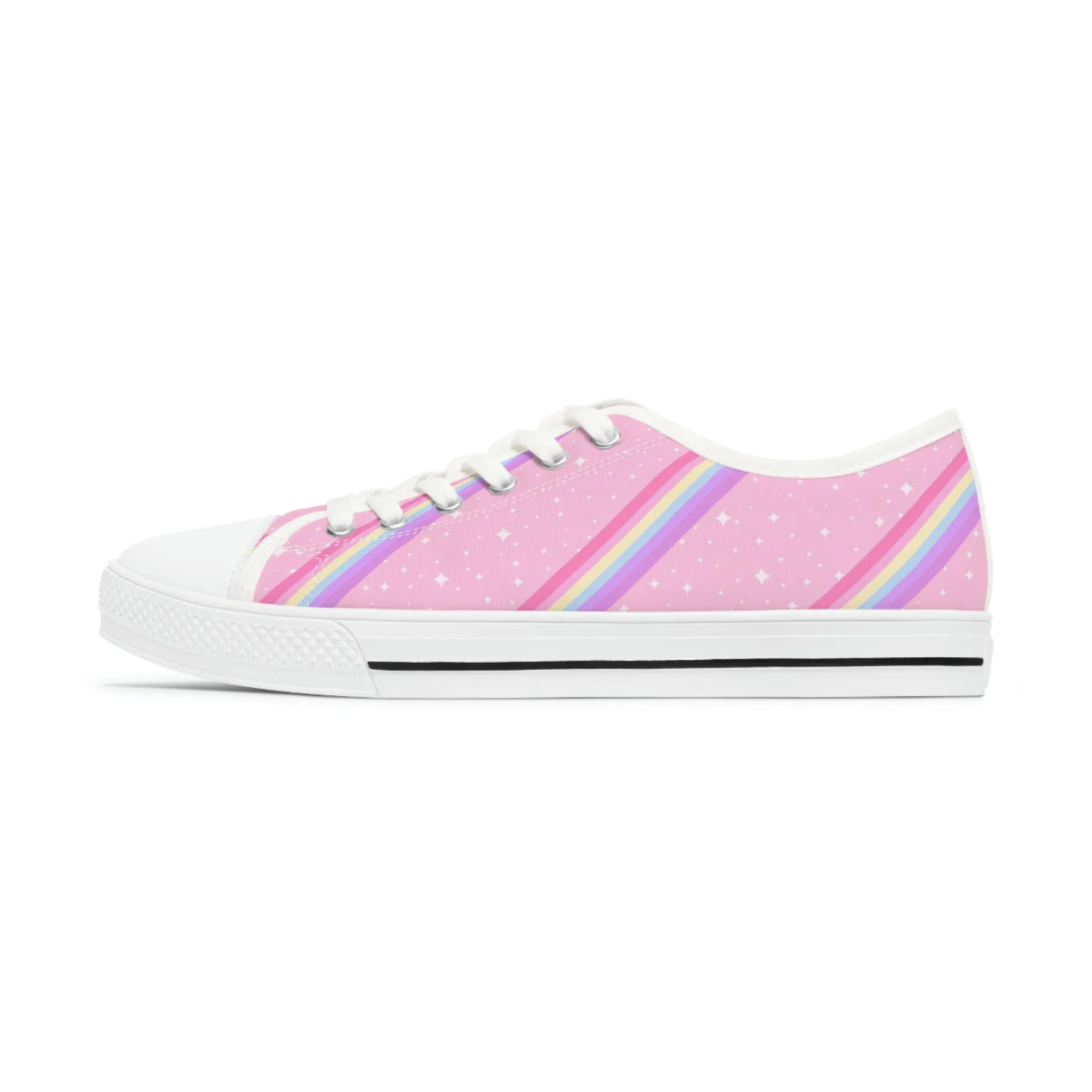 Kawaii Sparkle Cake Rainbow Beam Women's Low Top Sneakers