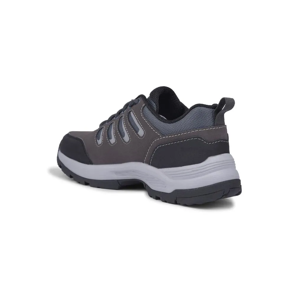 Leap7x Sports Trekking Dark Grey Lacing Shoes For Men COLUMBO-1E By Liberty