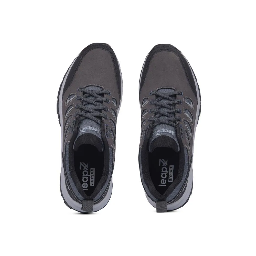 Leap7x Sports Trekking Dark Grey Lacing Shoes For Men COLUMBO-1E By Liberty