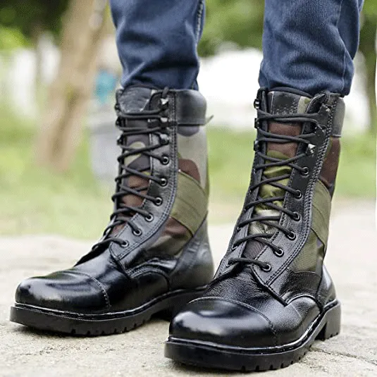 Leather Army Boots For Men's-JonasParamount