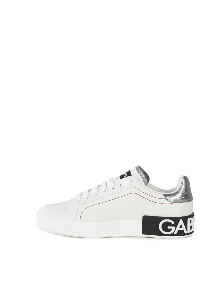 Leather Sneakers with Contrasting Inserts