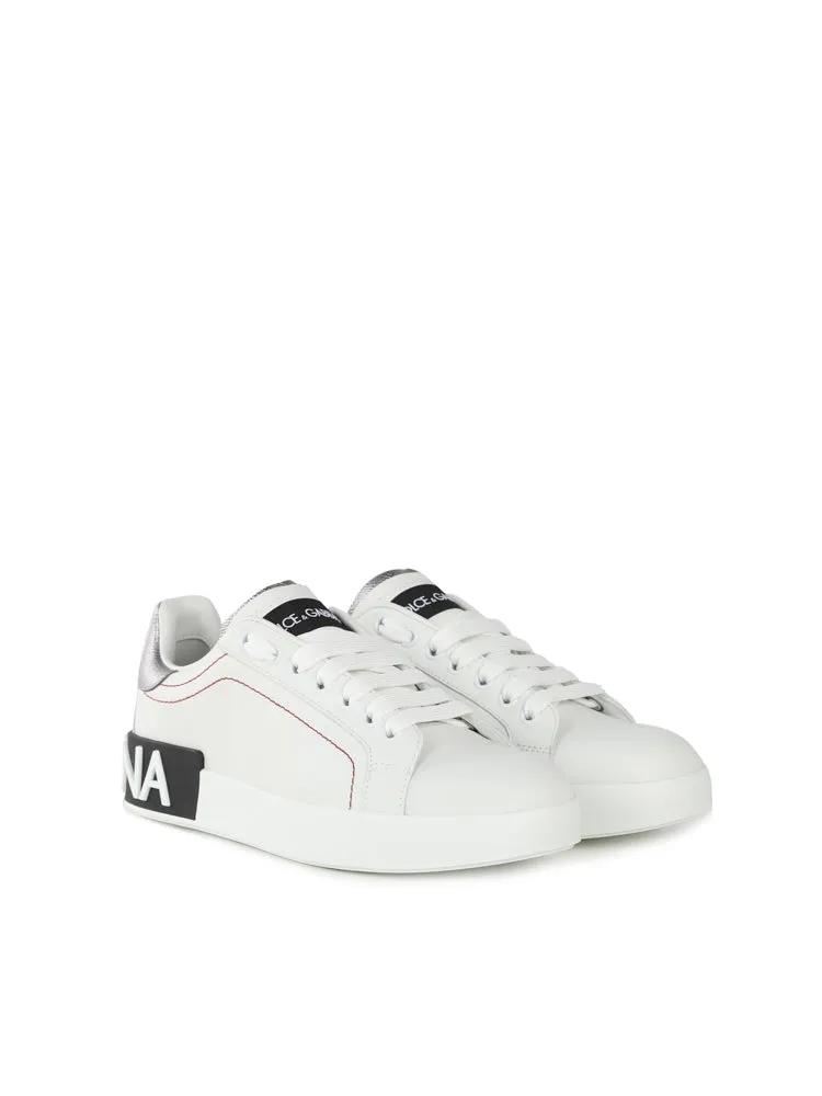 Leather Sneakers with Contrasting Inserts