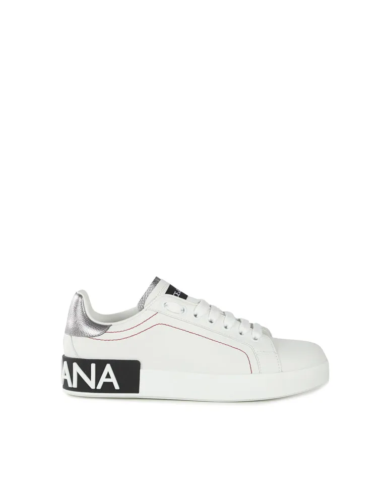 Leather Sneakers with Contrasting Inserts