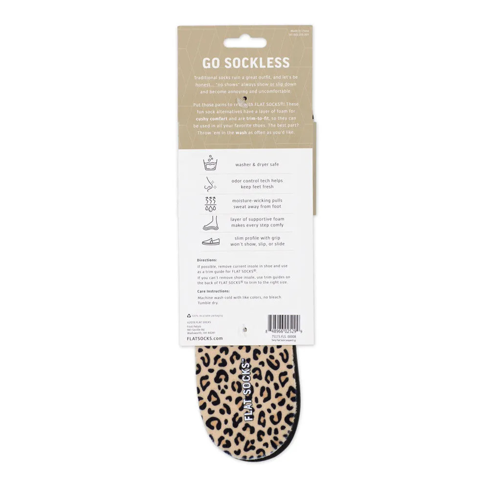 Leopard Print FLAT SOCKS | Washable No Show Sock Insert Cushion