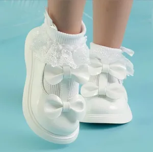 Little A 1001 Bright White Double Bow Shoe