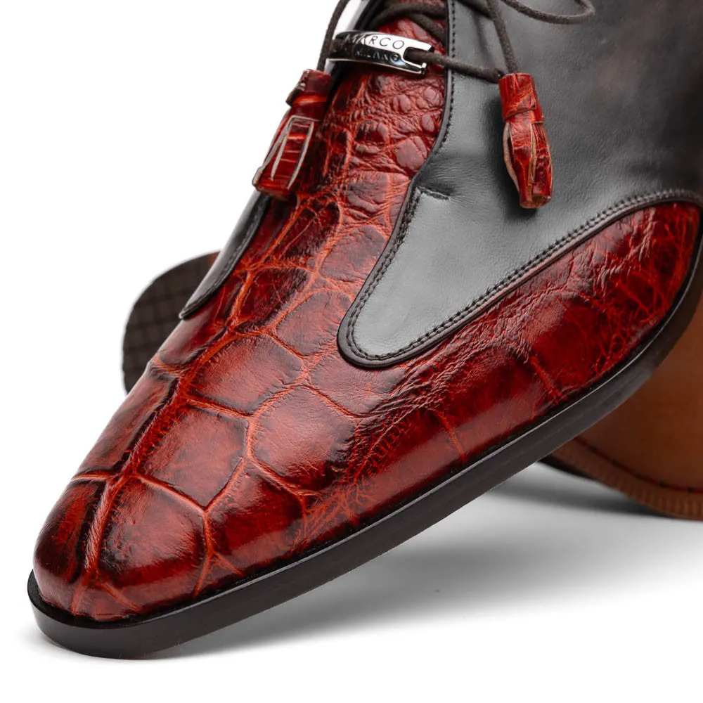 Marco Di Milano Anzio Derby Cognac Alligator And Calfskin Shoes