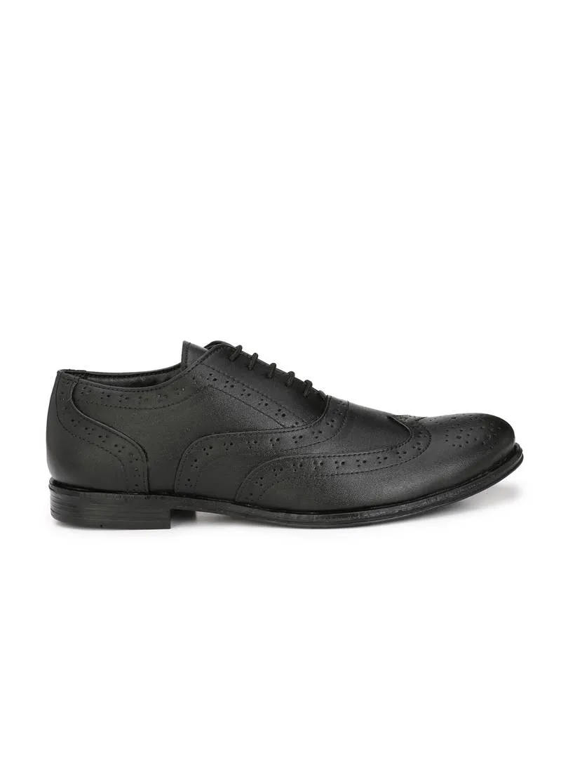 Men's Black Brogue Synthetic Leather Formal Shoes